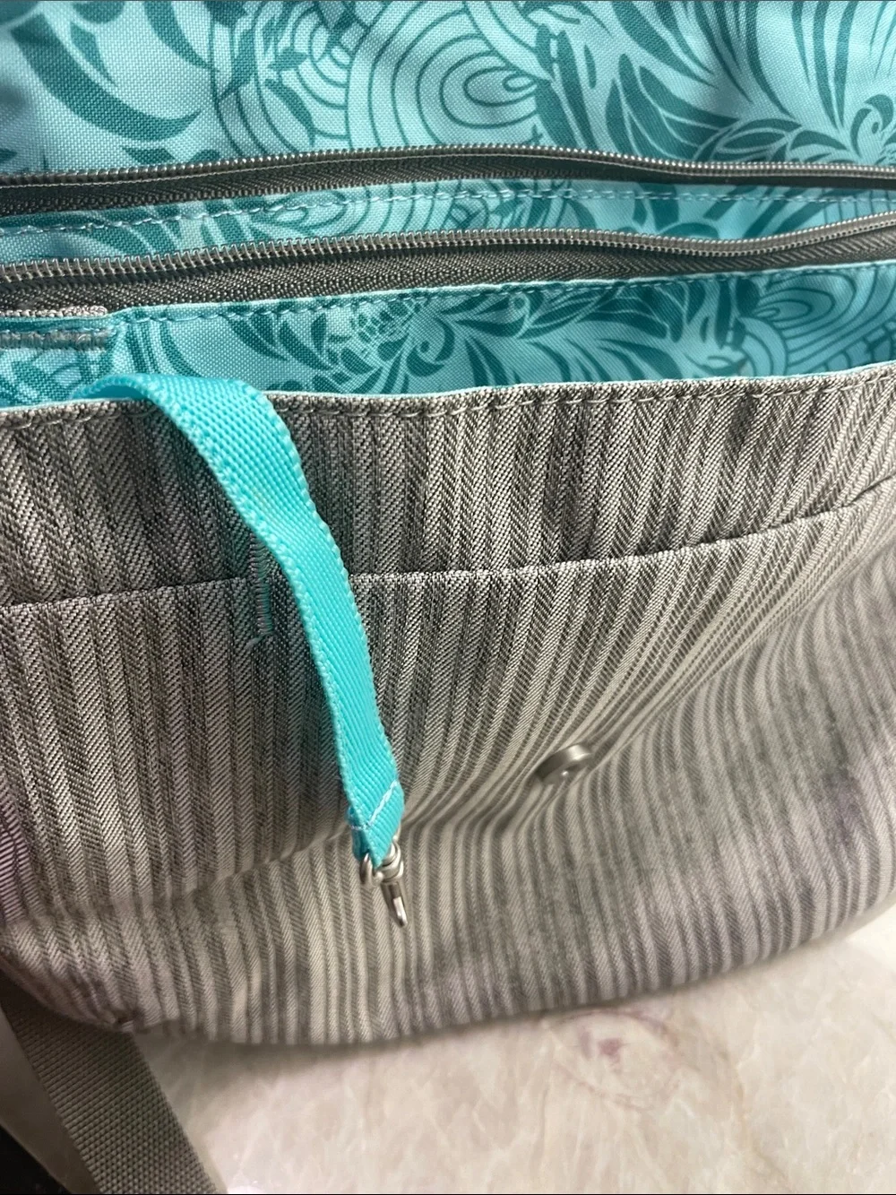 Haiku Grey Striped Crossbody Bag - Lightweight Everyday Shoulder Bag